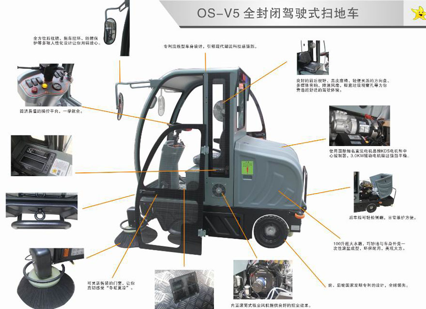 奧科奇V5透明圓弧駕駛倉全封閉式電動掃地車